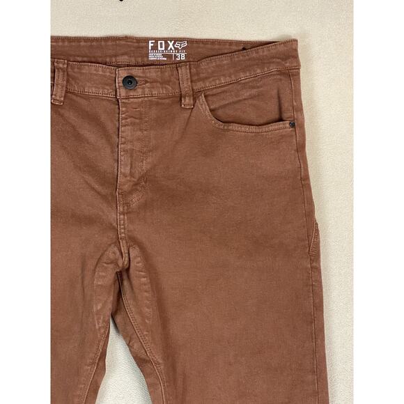 Fox Racing Pants Mens 38 Brown Dagger Skinny Fit Mid Rise Durable Denim - Picture 2 of 10